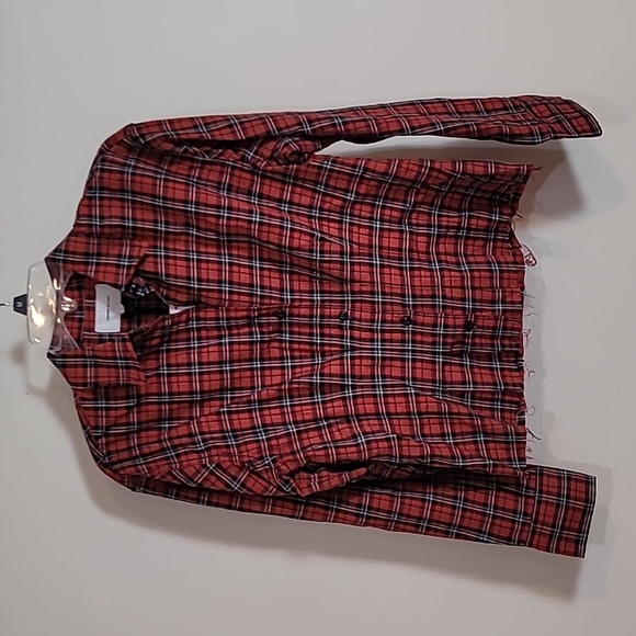 CURRENT / ELLIOTT - TELLA Shirt Red Tartan Plaid Cropped Shirt - Picture 8 of 16